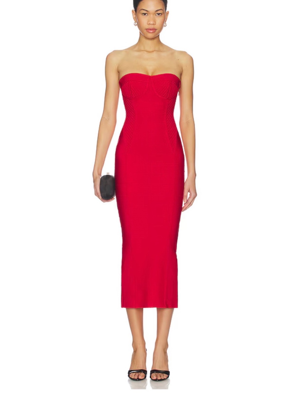 Revolve Superdown Ethelyn Strapless Red Midi Bodycon Dress Small